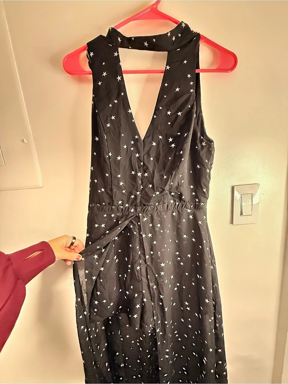 Star Print romper with high low train